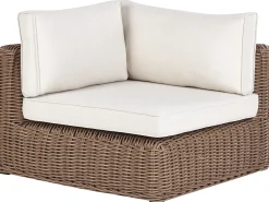 Sale Beliani Divano angolare da giardino con pouf 6 posti PALERMO Modulare Rattan sintetico (PE) Marrone Bianco Marrone