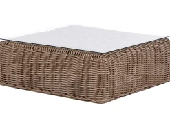 Sale Beliani Divano angolare da giardino con pouf 6 posti PALERMO Modulare Rattan sintetico (PE) Marrone Bianco Marrone