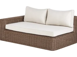 Sale Beliani Divano angolare da giardino con pouf 6 posti PALERMO Modulare Rattan sintetico (PE) Marrone Bianco Marrone