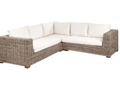 Best Beliani Divano angolare da giardino con pouf 5 posti RINELLA Rattan Grigio