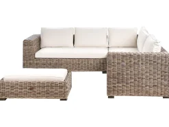 Best Beliani Divano angolare da giardino con pouf 5 posti RINELLA Rattan Grigio