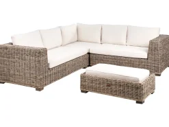 Best Beliani Divano angolare da giardino con pouf 5 posti RINELLA Rattan Grigio
