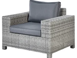 Discount Beliani Divano angolare da giardino con pouf 9 posti TEGLIO Rattan sintetico (PE) Grigio Beige Grigio