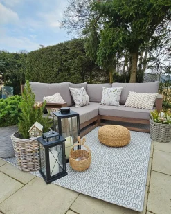 Outlet Beliani da giardino 2 posti TIMOR Modulare Legno di acacia certificato Marrone scuro Beige Grigio Marrone