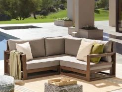 Outlet Beliani da giardino 2 posti TIMOR Modulare Legno di acacia certificato Marrone scuro Beige Grigio Marrone