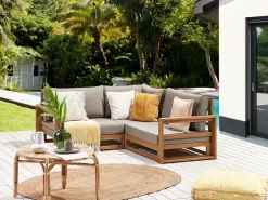 New Beliani da giardino 2 posti TIMOR Modulare Legno di acacia certificato Marrone chiaro Beige Grigio Marrone