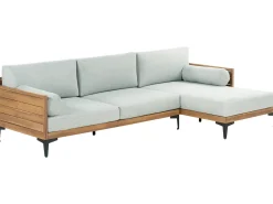 Hot Beliani Divano angolare da giardino 4 posti CAVEZZO Lato Sinistro Legno di acacia certificato Grigio Grigio Marrone Nero