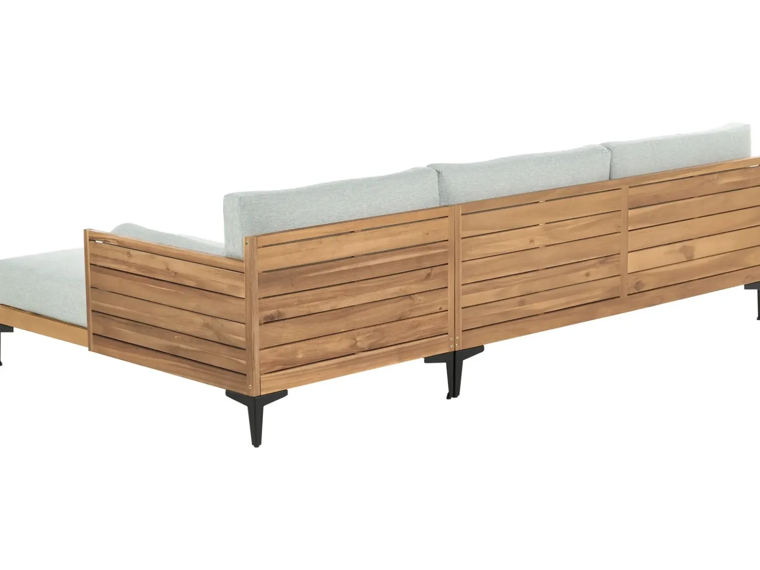 Hot Beliani Divano angolare da giardino 4 posti CAVEZZO Lato Sinistro Legno di acacia certificato Grigio Grigio Marrone Nero
