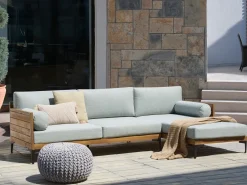 Hot Beliani Divano angolare da giardino 4 posti CAVEZZO Lato Sinistro Legno di acacia certificato Grigio Grigio Marrone Nero