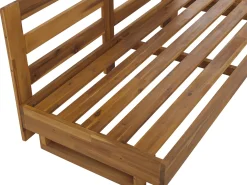 New Beliani Divano angolare da giardino 5 posti MARETTIMO Lato Sinistro Legno di acacia certificato Marrone Bianco Marrone