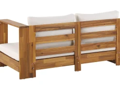 New Beliani Divano angolare da giardino 5 posti MARETTIMO Lato Sinistro Legno di acacia certificato Marrone Bianco Marrone