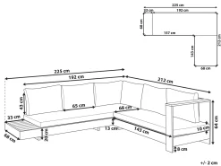 New Beliani Divano angolare da giardino 5 posti MARETTIMO Lato Sinistro Legno di acacia certificato Marrone Bianco Marrone