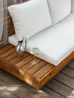 New Beliani Divano angolare da giardino 5 posti MARETTIMO Lato Sinistro Legno di acacia certificato Marrone Bianco Marrone