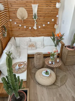 Discount Beliani Divano angolare da giardino 5 posti MARETTIMO Lato destro Legno di acacia certificato Marrone Bianco Marrone