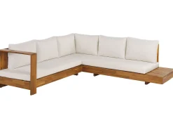 Discount Beliani Divano angolare da giardino 5 posti MARETTIMO Lato destro Legno di acacia certificato Marrone Bianco Marrone
