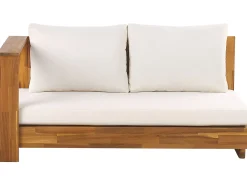 Discount Beliani Divano angolare da giardino 5 posti MARETTIMO Lato destro Legno di acacia certificato Marrone Bianco Marrone