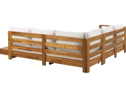 Discount Beliani Divano angolare da giardino 5 posti MARETTIMO Lato destro Legno di acacia certificato Marrone Bianco Marrone
