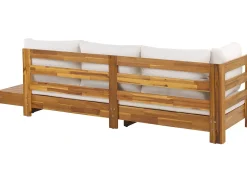 Discount Beliani Divano angolare da giardino 5 posti MARETTIMO Lato destro Legno di acacia certificato Marrone Bianco Marrone