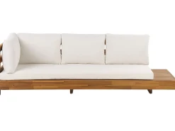Discount Beliani Divano angolare da giardino 5 posti MARETTIMO Lato destro Legno di acacia certificato Marrone Bianco Marrone