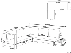 Discount Beliani Divano angolare da giardino 5 posti MARETTIMO Lato destro Legno di acacia certificato Marrone Bianco Marrone