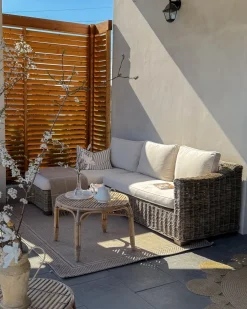 Sale Beliani Divano angolare da giardino 3 posti VALLETRI Lato destro Rattan Grigio