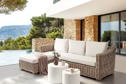Sale Beliani Divano angolare da giardino 3 posti VALLETRI Lato destro Rattan Grigio