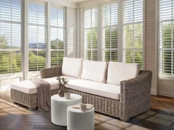 Sale Beliani Divano angolare da giardino 3 posti VALLETRI Lato destro Rattan Grigio