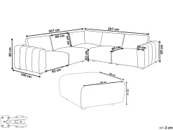 Divano angolare modulare 5 posti KIVVIK Tessuto Verde con ottomana Lato destro