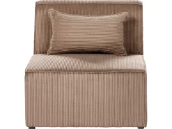 Divano angolare modulare 4 posti LEMVIG Velluto a coste Beige sabbia con ottomana Lato Sinistro