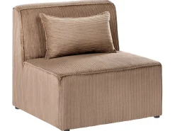 Divano angolare modulare 4 posti LEMVIG Velluto a coste Beige sabbia con ottomana Lato destro