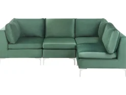 Discount Beliani Divano angolare modulare 4 posti EVJA Velluto Lato Sinistro Verde