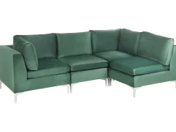 Discount Beliani Divano angolare modulare 4 posti EVJA Velluto Lato Sinistro Verde