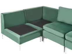 Outlet Beliani Divano angolare modulare 4 posti EVJA Velluto Lato destro Verde
