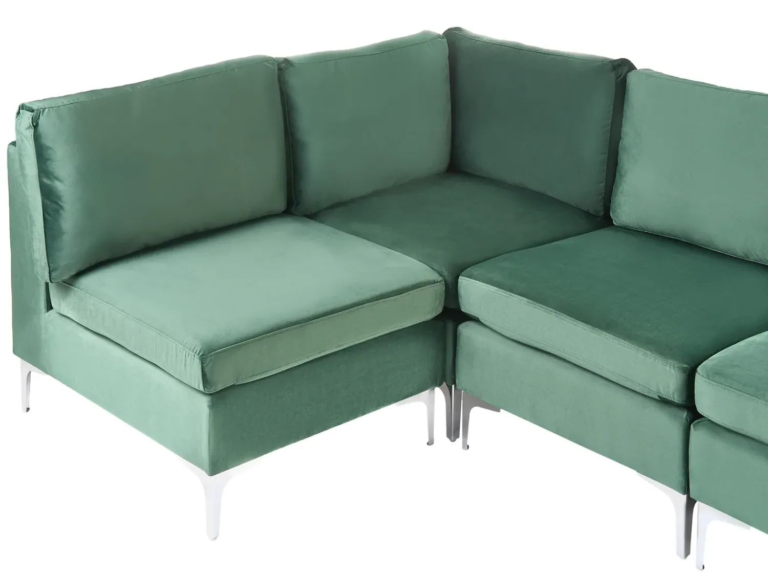 Outlet Beliani Divano angolare modulare 4 posti EVJA Velluto Lato destro Verde