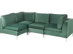 Outlet Beliani Divano angolare modulare 4 posti EVJA Velluto Lato destro Verde