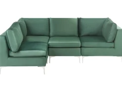 Outlet Beliani Divano angolare modulare 4 posti EVJA Velluto Lato destro Verde