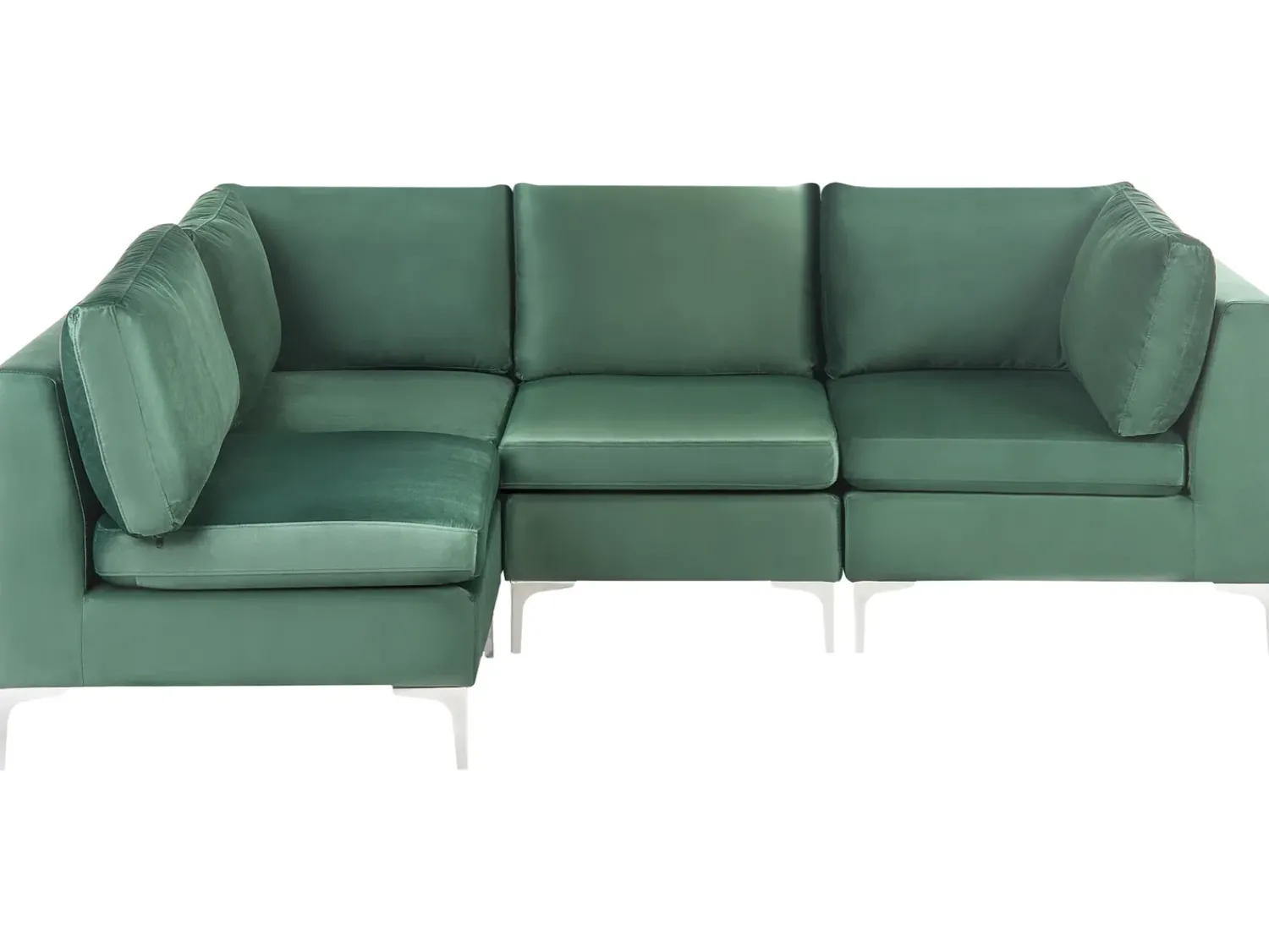Outlet Beliani Divano angolare modulare 4 posti EVJA Velluto Lato destro Verde