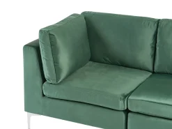 Beliani Divano angolare modulare 4 posti EVJA Velluto con ottomana Lato destro Verde
