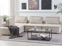 Outlet Beliani modulare 4 posti TIBRO Tessuto Beige chiaro Lato destro Beige Marrone