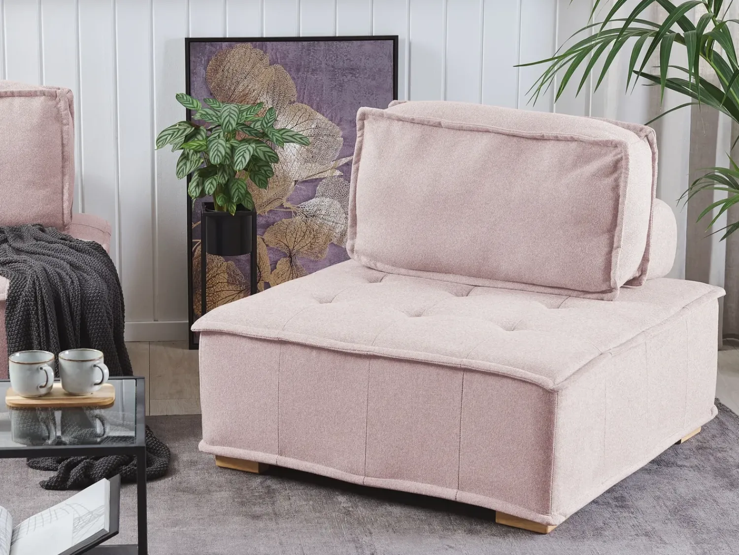 Clearance Beliani modulare 4 posti TIBRO Tessuto Rosa Lato destro Rosa Marrone