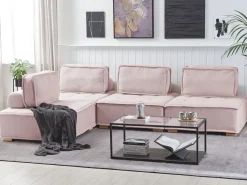 Clearance Beliani modulare 4 posti TIBRO Tessuto Rosa Lato destro Rosa Marrone