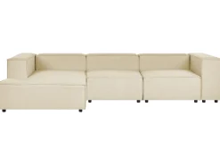 New Beliani Divano angolare modulare 3 posti APRICA Lino sintetico Beige Lato destro Beige Nero