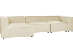 New Beliani Divano angolare modulare 3 posti APRICA Lino sintetico Beige Lato destro Beige Nero