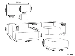 Hot Beliani Divano angolare modulare 3 posti APRICA Lino sintetico Beige con ottomana Lato destro Beige Nero