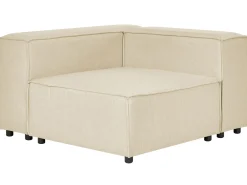 Hot Beliani Divano angolare modulare 3 posti APRICA Lino sintetico Beige con ottomana Lato destro Beige Nero