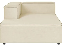 Hot Beliani Divano angolare modulare 3 posti APRICA Lino sintetico Beige con ottomana Lato destro Beige Nero