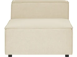 Hot Beliani Divano angolare modulare 3 posti APRICA Lino sintetico Beige con ottomana Lato destro Beige Nero