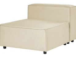 Hot Beliani Divano angolare modulare 3 posti APRICA Lino sintetico Beige con ottomana Lato destro Beige Nero