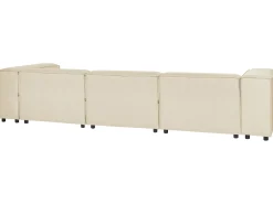Hot Beliani Divano angolare modulare 3 posti APRICA Lino sintetico Beige con ottomana Lato destro Beige Nero