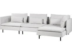 Sale Beliani Divano angolare modulare 3 posti EGERIS Tessuto Grigio chiaro Grigio Nero